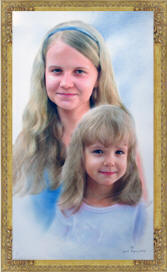 сёстры. портрет детей 2008. техника сухая кисть